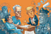create a political or satirical cartoon