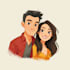 draw a watercolor couple portrait