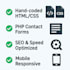 create custom websites using HTML, CSS, js, and PHP