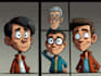 draw a 4 panel cartoon comic strip for book website lettering character design