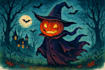 create halloween children book illustration for kids