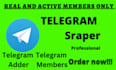grow telegram subscribers, telegram channel or group scraper, telegram promotion