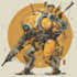 desing a unique mecha robot illustration