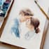 draw a watercolor couple portrait