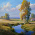 paint landscape in real oil painting on canvas