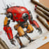draw a mecha robot illustrations