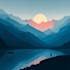 draw abstract minimalistic vector landscape