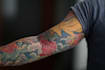 create sleeve tattoo design in geometric style