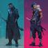 design cyberpunk and fantasy character splash art