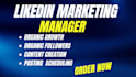 be your linkedin marketing manager to increase followers and content creator