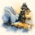 draw a watercolor landscape illustration