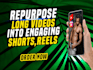 repurpose content and edit your youtube video into reals, short, instagram reels