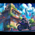 draw a anime background graphics novel and environment art