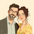 illustrate a romantic family couple