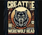 create retro t shirt werewolf head logo