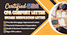 write US CPA letter, comfort letter, mortgage letter, income verification letter
