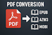 convert pdf to epub,azw3,mobi