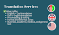 professionally translate english to dari and vice versa