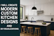 create modern custom kitchen designs and 3d visualizations