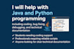 do java and python programming, bug fixing, and technical documentation
