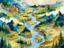 watercolor map illustration just for you