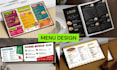 do an amazing menu design, food menu, restaurant menu design and digital menu