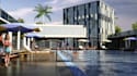 renovate 3d commercial space building, render restaurant, beach, hotel interior