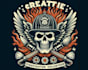 create retro skull eagle firefighter volunteer logo