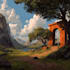 create a fantasy landscape, background illustration