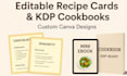 editable canva recipe cards, ebooks,  KDP cookbooks design