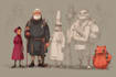 draw a concept sketch of characters, objects
