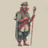 illustrate full body fantasy characters with weapons