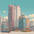 create retro japanese city pop 80s illustration