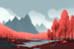 draw a flat design landscape background illustration