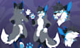 do 2d furry fandom, bad guy, yellow, fursona, pokemon character sheet design