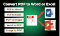 convert pdf to word, excel, image, pdf conversion