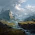 illustrate a fantasy landscape design illustrations