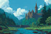 illustrate beautiful flat landscape illustration art