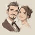 draw couple portrait for wedding illustration