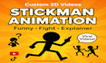 create stickman animation stick figure fight 2d explainer video and cartoon