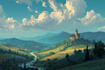 draw a fantasy landscape illustration