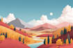 illustrate beautiful flat landscape illustration art