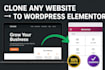 clone, replicate, or redesign any website page into wordpress elementor