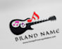 do unique wonderful line art guitar logo