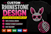 create custom rhinestone design and hotfix template vector