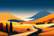 draw a flat vector landscape illustration