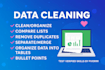type clean merge organize format your word document excel google sheet csv data