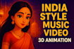create india style ai music video indie music video 3d animation with quality ai