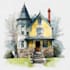 paint a unique style watercolor house portrait