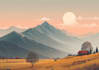 create a flat landscape illustrations in a unique style
